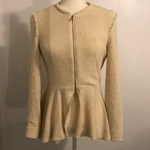 Zara Cream Knitted Zip Jacket